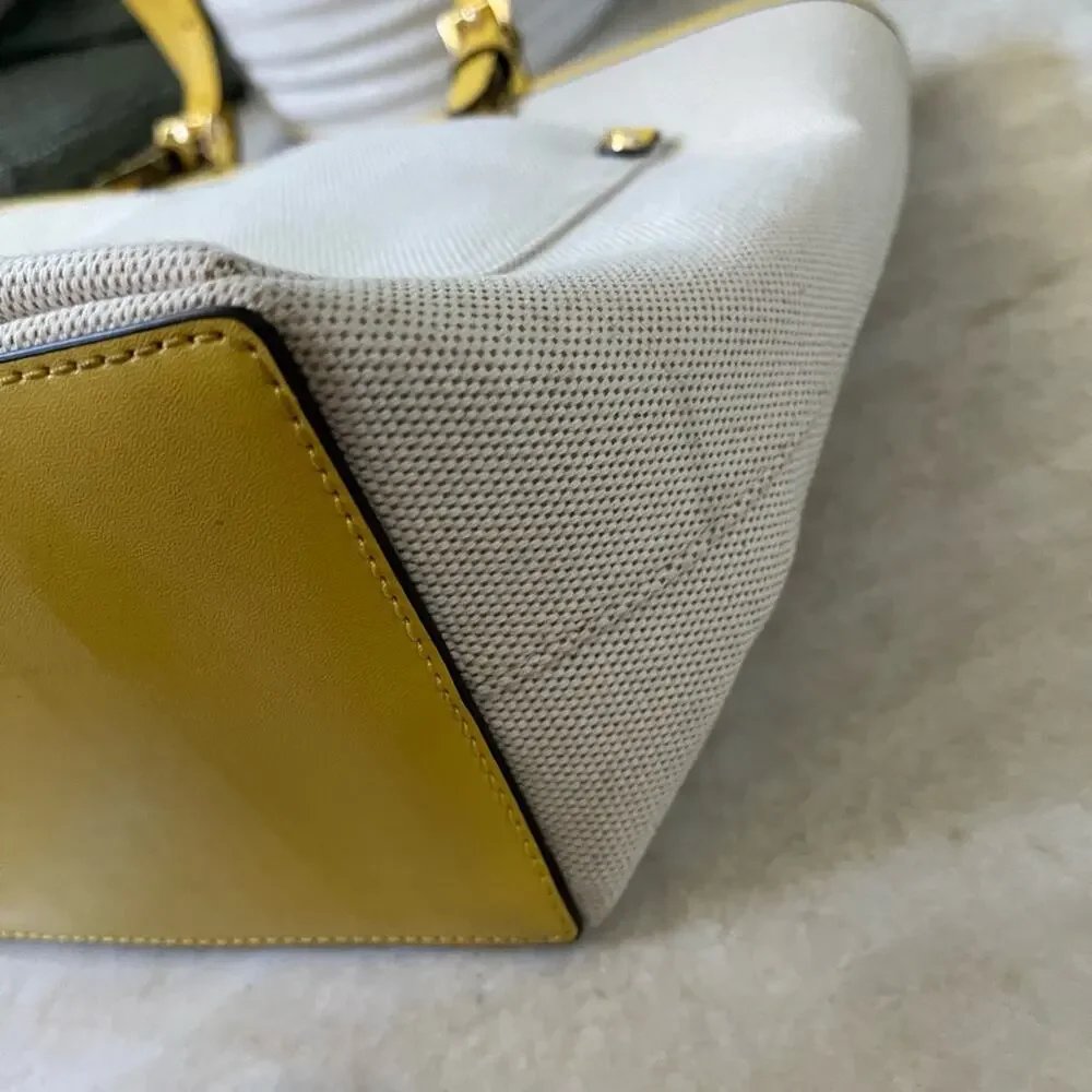 Michael Kors Cream and Yellow Leather Tote - Picture 14 of 15